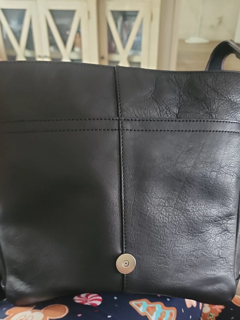 Coach Black Leather Men's Messenger Bag with Striped Strap